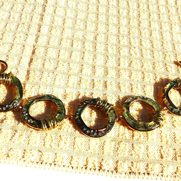 Robert Lee Morris Soho Signed Mother of Pearl Silver Plated Bracelet - Picture 2 of 8